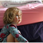 Dyed purple bed-skirt with pink sheets