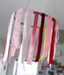 Make a simple ribbon chandelier with an embroidery hoop