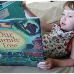 Four year old reading Our Family Tree: An Evolution Story