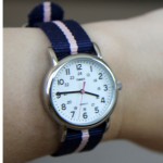 New pink and navy striped Timex watch