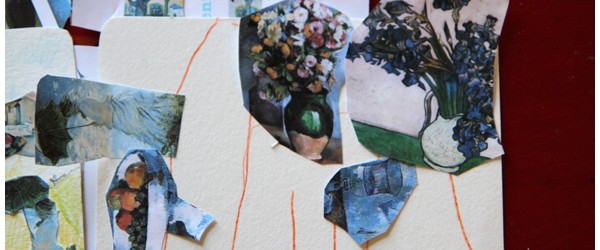 Making Art Collage Postcards with Kids