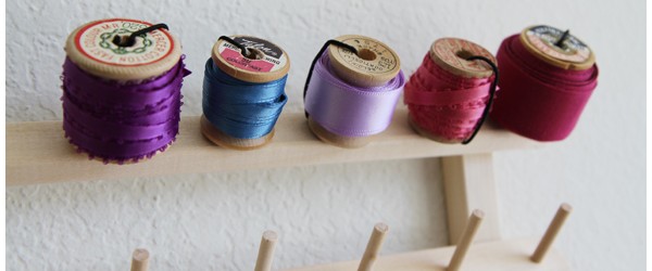 Ribbon Organization with Vintage Wooden Spools